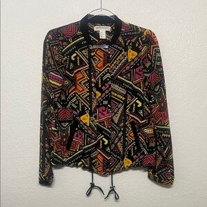 Women’s Size 6 Colorful Geometric Pattern Bomber Jacket